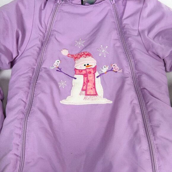 Vintage Infant Baby Girl Purple Hood Snowsuit & Mittens Winter Jacket / 6-9 Mon - Picture 5 of 10